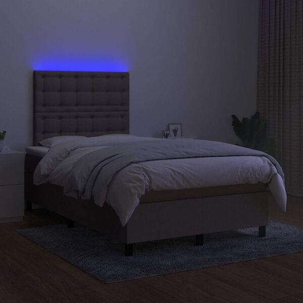 vidaXL Cama box spring colch&atilde;o/LED 120x190cm tecido cinza-acastanhado