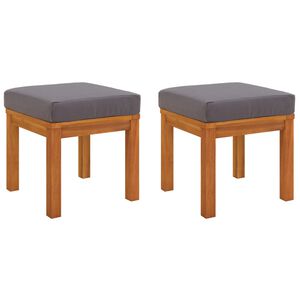vidaXL Bancos de jardim c/ almofad&otilde;es 2 pcs 40x40x42 ac&aacute;cia maci&ccedil;a