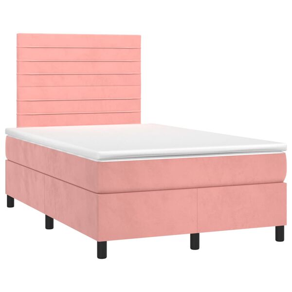 vidaXL Cama boxspring com colch&atilde;o 120x200 cm veludo rosa