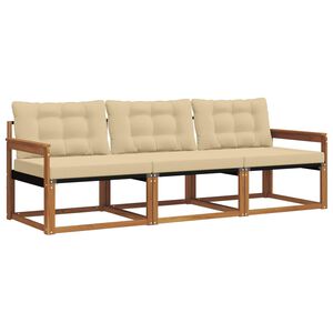 vidaXL Conjunto de Sof&aacute;s para Exterior 3 unid. Natural e Bege