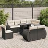 vidaXL 9 pcs conjunto de sof&aacute;s p/ jardim c/ almofad&otilde;es vime PE preto
