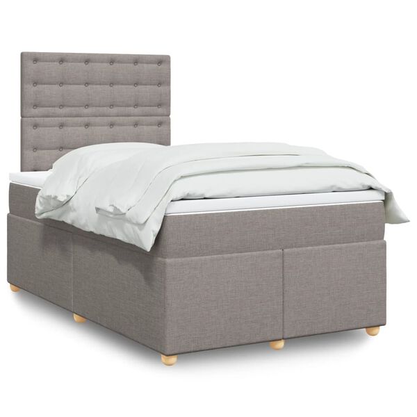 vidaXL Cama boxspring c/ colch&atilde;o 120x190cm tecido castanho-acinzentado