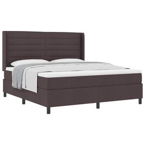 vidaXL Cama Box com colch&atilde;o Castanho escuro 180 x 200 cm tecido