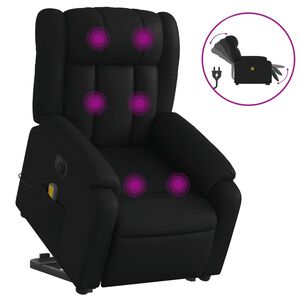vidaXL Poltrona reclin&aacute;vel elevat&oacute;ria el&eacute;trica couro artificial preto