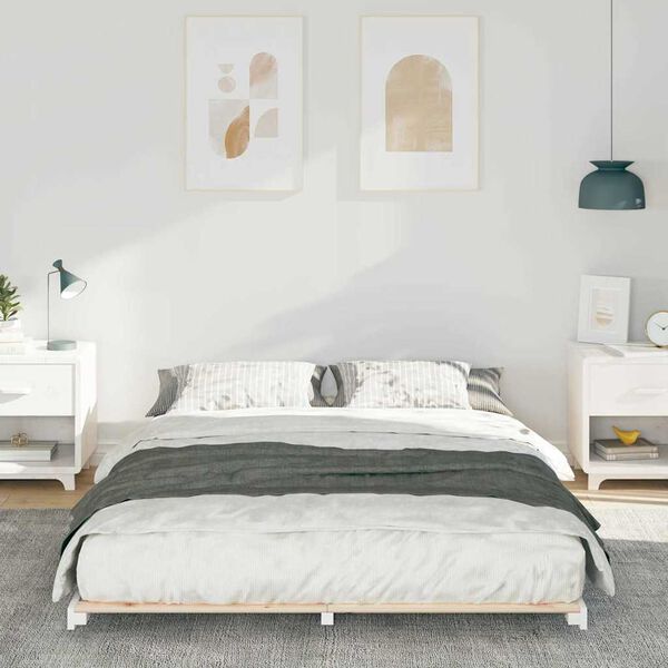 vidaXL Estrutura de cama de chão Branco 140 x 210 cm