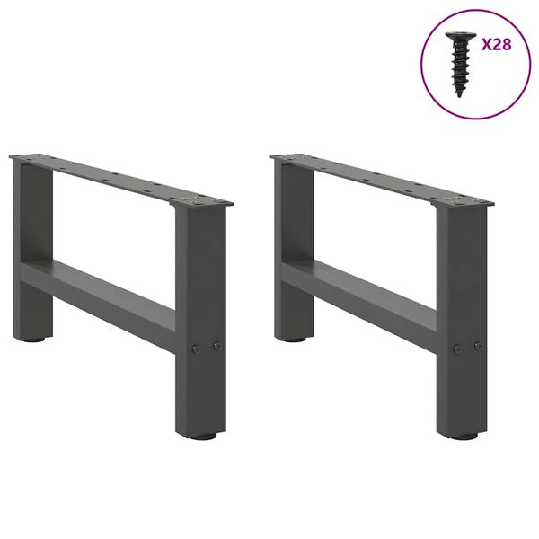 vidaXL P&eacute;s para mesa de centro antracite 2 pe&ccedil;as 70x(30-31) cm a&ccedil;o