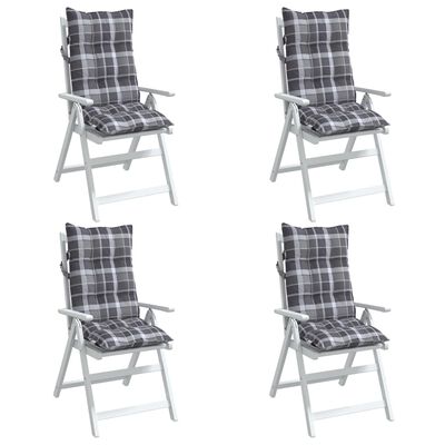 vidaXL Almofadões cadeira encosto alto 4 pcs oxford xadrez cinzento