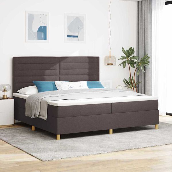 vidaXL Cama Box com colch&atilde;o Marrom Escuro 200 x 200 cm tecido