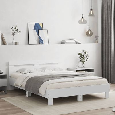 vidaXL Estrutura cama c/ cabeceira 150x200 cm derivados madeira branco