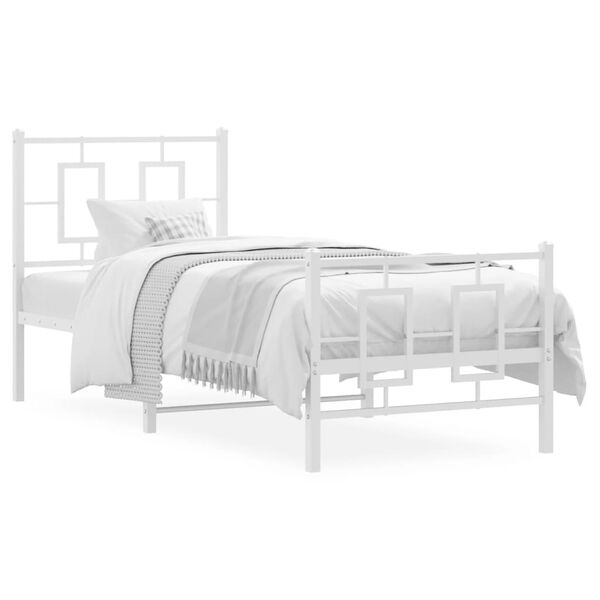 vidaXL Estrutura de cama com cabeceira e p&eacute;s 80x200 cm metal branco