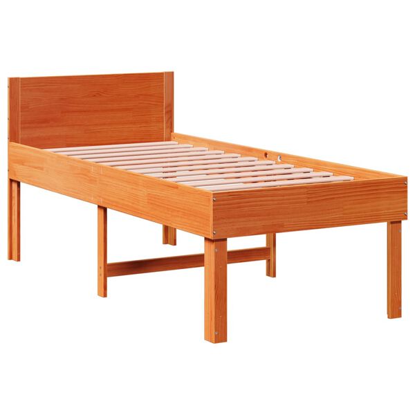 vidaXL Cama sem colch&atilde;o 75x190 cm madeira de pinho maci&ccedil;a castanho-mel
