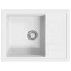 vidaXL Lava-lou&ccedil;a cozinha orif&iacute;cio extravasamento oval granito branco