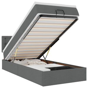 vidaXL Cama otomana com colch&atilde;o 90x200 cm tecido cinzento escuro