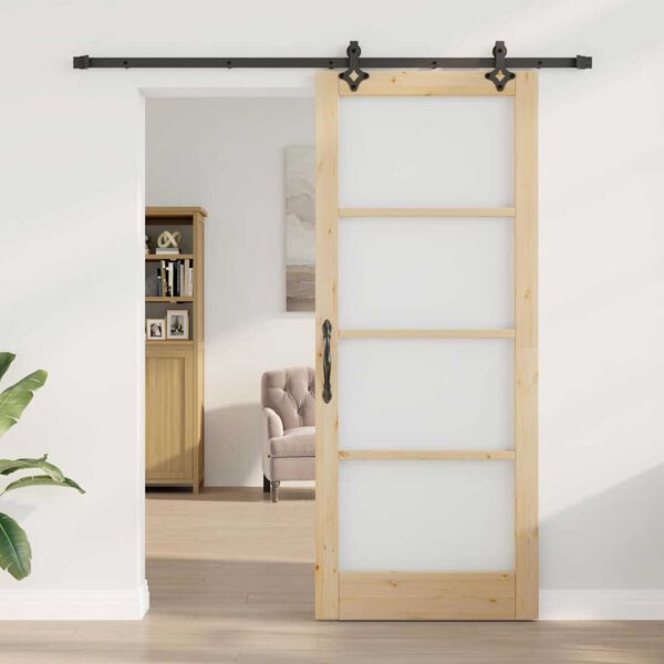 vidaXL Porta Deslizante ORKDAL Natural e Preto 86 x 211 cm