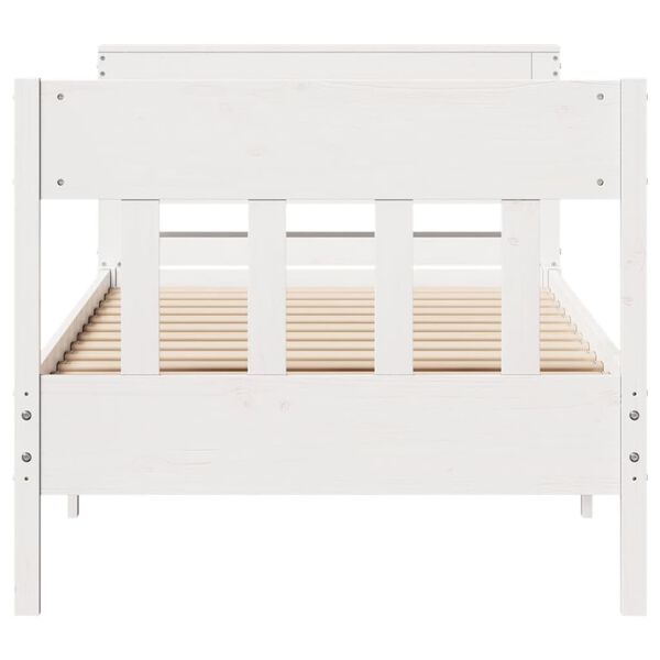 vidaXL Cama sem colch&atilde;o 90x200 cm madeira de pinho maci&ccedil;a branco