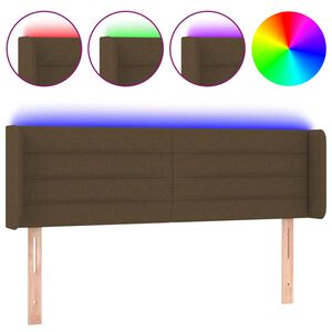 vidaXL Cabeceira de cama c/ luzes LED tecido 147x16x78/88 cm castanho