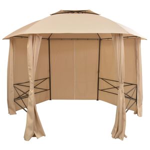 vidaXL Tenda de jardim com cortinas hexagonal 360x265 cm