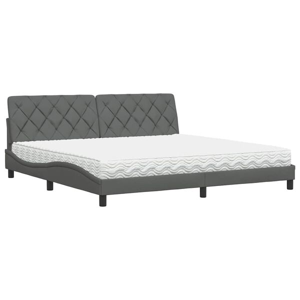 vidaXL Cama com colch&atilde;o 200x200 cm tecido cinzento-escuro