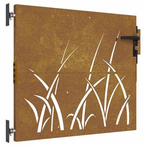 vidaXL Port&atilde;o de jardim 85x100 cm a&ccedil;o corten design erva