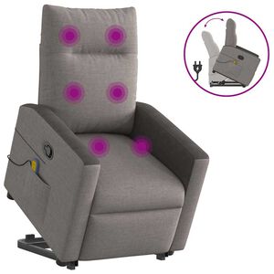 vidaXL Poltrona elevat&oacute;ria de massagens tecido cinzento-acastanhado
