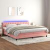 vidaXL Cama box spring c/ colchão/LED 200x200 cm veludo rosa