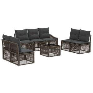 vidaXL Conjunto de Sof&aacute; de Jardim 8 unid. Cinzento vime PE