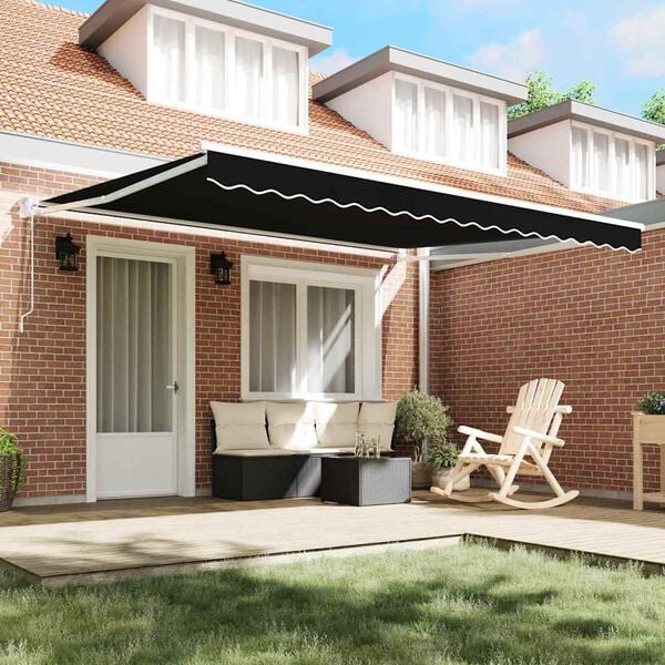 vidaXL Toldo Retr&aacute;til Preto 400 &times; 300 cm Poli&eacute;ster e Alum&iacute;nio