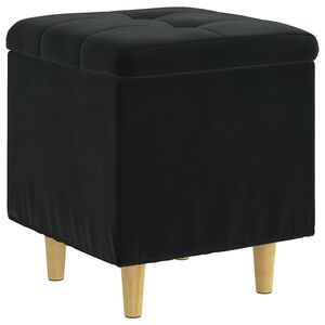 vidaXL Puff de armazenamento com almofada Preto 40 x 40 x 45 cm Veludo