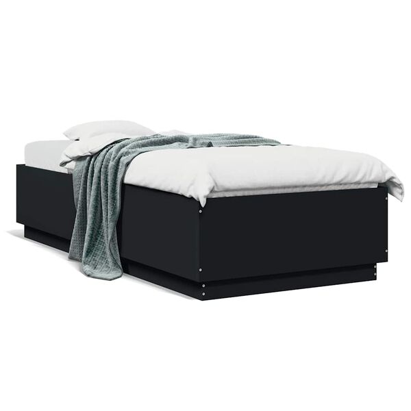 vidaXL Estrutura de cama 100x200 cm derivados de madeira preto