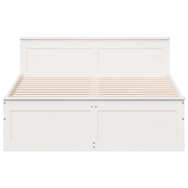 vidaXL Cama sem colch&atilde;o com cabeceira 140x190 cm pinho maci&ccedil;o branco