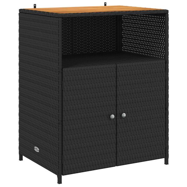 vidaXL Arm&aacute;rio com porta Preto 70 x 50 x 87 cm Poli&eacute;ster e Rattan Roly