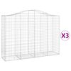vidaXL Cestos gabião arqueados 3pcs 200x50x140/160cm ferro galvanizado