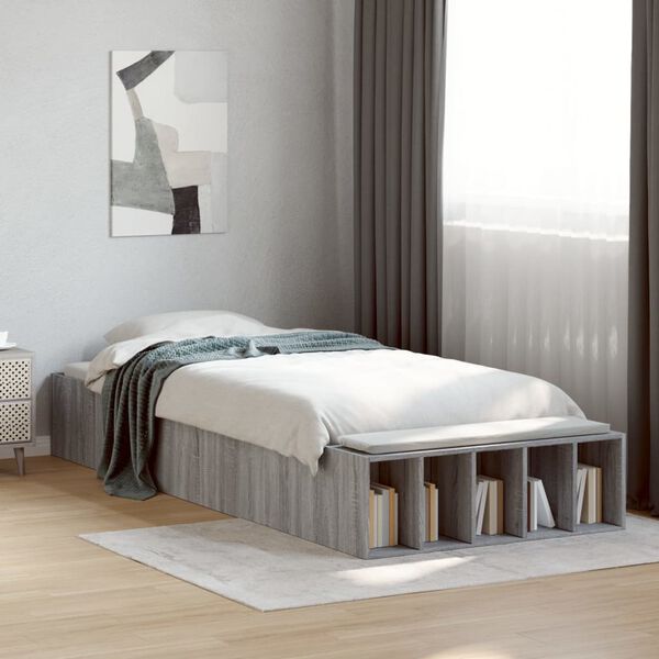 vidaXL Estrutura cama 90x200 cm derivados de madeira cinzento sonoma