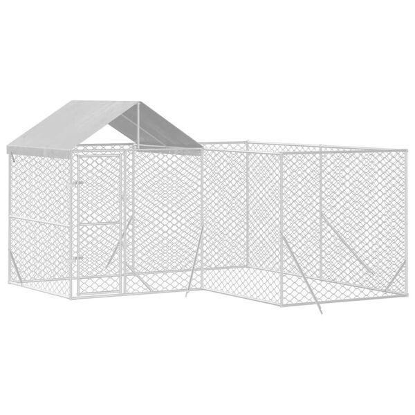 vidaXL Canil de exterior com teto 4x4x2,5 m a&ccedil;o galvanizado prateado