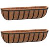 vidaXL Vasos de parede 2 pcs c/ forro de coco 76x21x16 cm a&ccedil;o preto