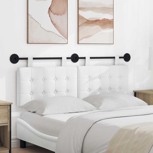 vidaXL Cabeceira Suspensa Branco 130 x 55 x 5 cm tecido