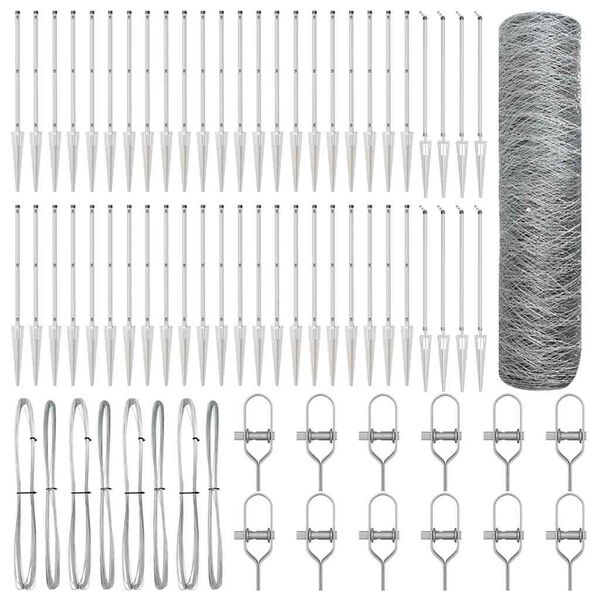 vidaXL Poste de Cerca Prateado 100 x 0,6 m (malha de 50 mm) A&ccedil;o