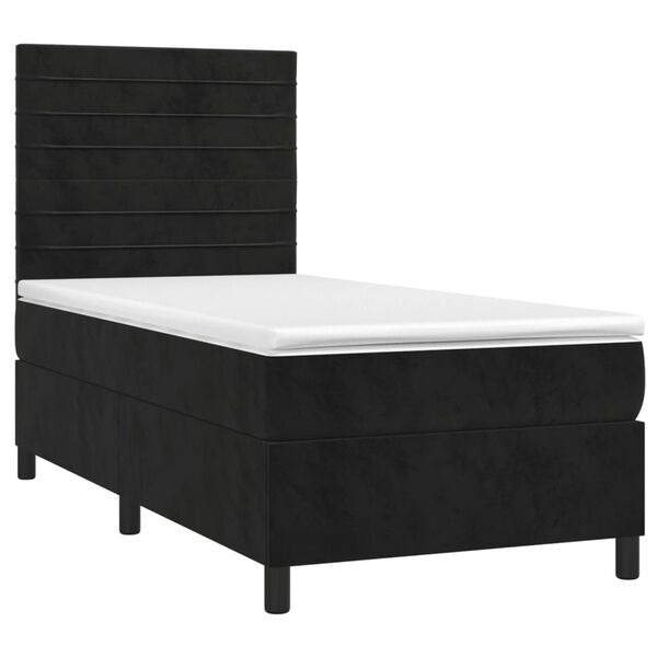 vidaXL Cama com molas/colch&atilde;o 90x190 cm veludo preto