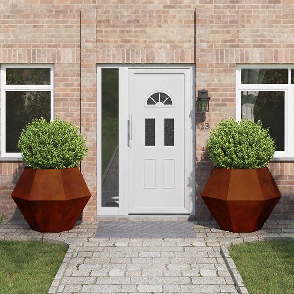 vidaXL Floreira 2 pcs Ferro Enferrujado 100 x 100 x 80 cm