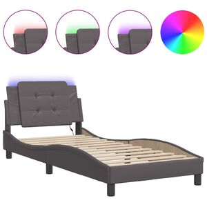 vidaXL Estrutura de cama com LED sem colch&atilde;o Zadar 80x200cm cinza