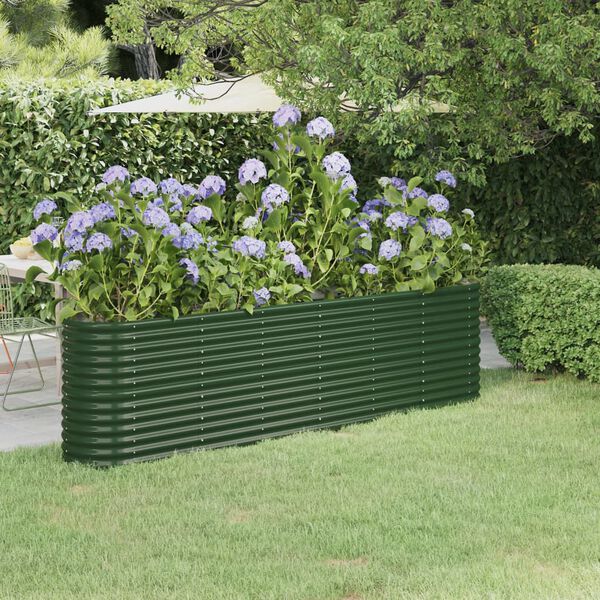 vidaXL Canteiro elevado jardim 260x40x68 cm aço galvanizado verde