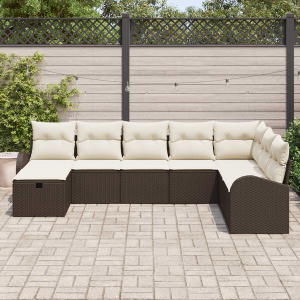 vidaXL Conjunto de Sofá de Jardim 8 pcs Castanho Rattan Sintético