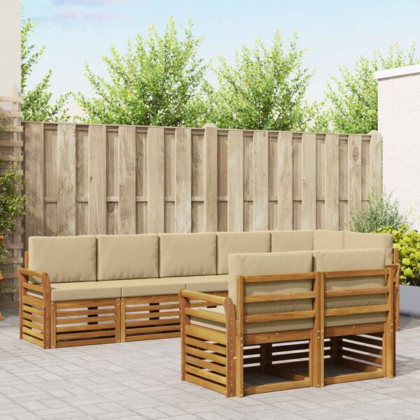 vidaXL Conjuntos de sof&aacute;s com almofada 8 pcs Natural e Bege