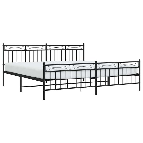 vidaXL Estrutura de cama com cabeceira e p&eacute;s 193x203 cm metal preto