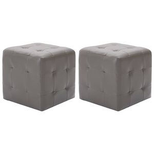 vidaXL Pufe 2 pcs 30x30x30 cm couro artificial cinzento