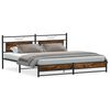 vidaXL Estrutura de cama sem colch&atilde;o 200x200cm metal carvalho fumado