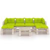 vidaXL 7 pcs conj. lounge de paletes p/ jardim com almofad&otilde;es pinho