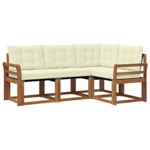vidaXL Conjunto de Sof&aacute;s para Exterior 4 pcs Natural e Creme