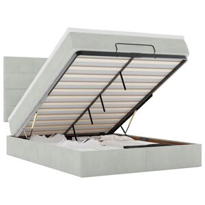 vidaXL Estrutura cama otomana colch&otilde;es 140x200cm veludo cinzento claro