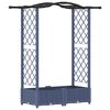 vidaXL Cama Elevada com Treli&ccedil;a e Telhado Cinzento 124 x 40 x 123 cm